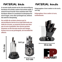 Ensemble de couteaux en céramique avec lames droites blanches, 5 pièces, ambidextre, passe au lave-vaisselle, durable, finition brillante, manches en plastique