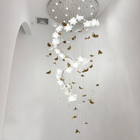 Lustre moderne en forme de branche de fleur, lampe suspendue florale personnalisée pour hôtel, hall d'entrée, villa, salle de mariage, décoration et éclairage