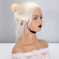 Ashay-perruque Blonde à nœuds simples, cheveux humains européens, 5 pouces HD, perruques en dentelle, 18 pouces, perruque queue de cheval