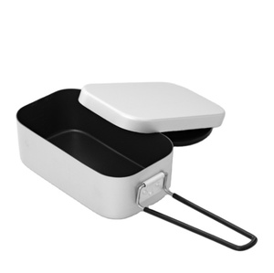 High Quality Portable Twin Colors Silver Outside Black PTFE Non-stick Coated Inside Aluminium Mess Tin Lunch <b>Box</b> - Product Image 4