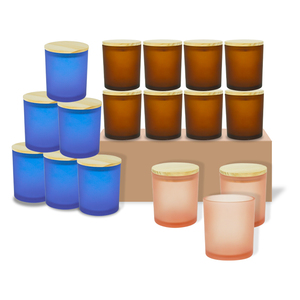 Frasco de Vidrio de Lujo para Velas, Multicolor, Tamaño Personalizado, Doble Pared, Diseño Único, con Tapa de Madera - Product Image 1
