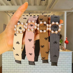 Bow <b>Headband</b> Women's Pearl Decorated Elastic Hairband Daily Use Non Slip High Crown Design Yiwu Origin Spring 2025 - Product Image 1