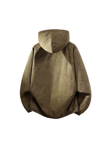 Customizable Logo New <strong>Half</strong> Zipper Hooded Coat Men's Spring Autumn Fashion Wash Old American Casual Overalls <strong>Jacket</strong> OEM Brand - Product Image 2