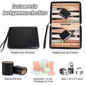 Luxury PU Leather <b>Backgammon</b> Set Briefcase Style <b>Travel</b> Case with Dice Cups Doubling Cube and Checkers - Product Image 6