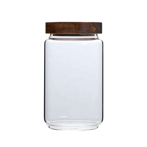 Bouteilles de <span class=keywords><strong>rangement</strong></span> en bois d'acacia, pots de stockage, Type de verre, couvercle étanche, offre spéciale, - Product Image 2