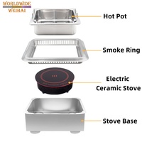 Table de restaurant moderne de style coréen haut de gamme, en acier inoxydable sans fumée, avec grill intégré, pour usage commercial