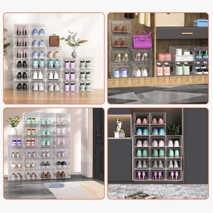 จอร์แดนกล่องเก็บรองเท้าอะคริลิกใสสี่เหลี่ยมพร้อมที่จับพลาสติกฉีดพับได้และดีไซน์ประหยัดพื้นที่ - Product Image 6