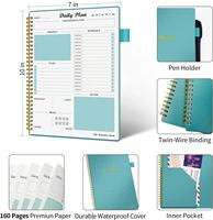Agenda quotidien non daté, carnet de liste de tâches avec calendrier horaire, repas, organiseur d'appointements en spirale, carnet pour homme/