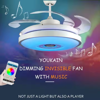 Tuya Smart LED ventilateur de plafond avec télécommande pour haut-parleur Bluetooth fonction rétractable et lumière pour la maison ou le bureau