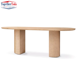 Mesa de Comedor Rectangular de Madera Ovalada, Estilo Moderno, Minimalista, Natural y Elegante, Ideal para Comedores Domésticos - Product Image 1