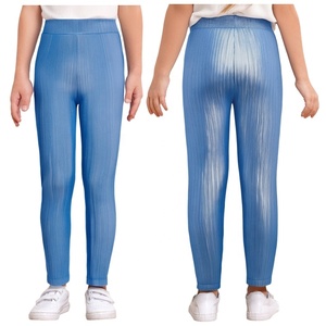 Leggings côtelés pour enfants, pantalons stretch ajustés longueur cheville pour filles, leggings de danse jazz à taille élastique, leggings basiques personnalisables - Product Image 2