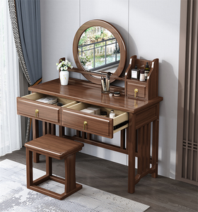 New Chinese Style <strong>Dressing</strong> <strong>Table</strong> Solid Wood <strong>Walnut</strong> <strong>Dressing</strong> <strong>Table</strong> with Mirror Integrated Bedroom Furniture - Product Image 4