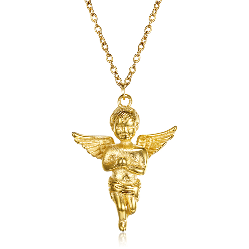 Olivia 18K Gold Plated Guardian Angel Pendant Necklace