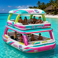 Île flottante gonflable portable avec auvent détachable pour les vacances en famille au lac, à la plage, en plein air ou dans un complexe hôtelier