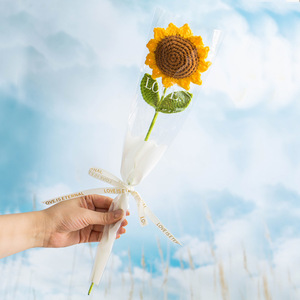 Artificial Flower Sunflower with <b>Gift</b> <b>Bag</b> Hand Knitted Flower Crochet Flower Rose - Product Image 1