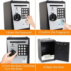 Mini Caja de Ahorros de cajero automático para dinero real, alcancías de voz electrónica, contraseña de huella dactilar, caja de seguridad para niños, regalo de cosas geniales - Product Image 4