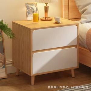 Wooden bedside table, simple bedroom bedside storage <b>cabinet</b>, easy home use bedside shelf, <b>small</b> apartment storage <b>cabinet</b> - Product Image 2