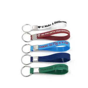 Bon marché, bracelet anti-perte en caoutchouc souple, porte-clés en silicone, porte-clés personnalisé en silicone avec logo ou texte