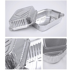 Aluminum <b>Foil</b> Rectangular <b>Containers</b> With Lid Disposable Microwave Safe Takeout Food Box For General Use - Product Image 5