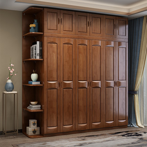 Dazhang Jiaju Modern Chinese Style Solid Wood <b>Wardrobe</b> 3 4 5 6 Door <b>Large</b> Capacity Hinged Door Bedroom Storage Cabinet - Product Image 2