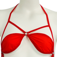 Bikini string rouge à nouer sur le côté du bas ouvert sexy pour femme