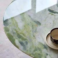 Table basse moderne de luxe en marbre vert naturel, base hexagonale en pierre, table ronde pour salon, table centrale pour maison, villa