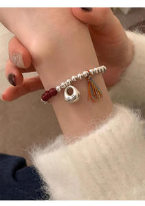 กำไลข้อมือสไตล์จีนโบราณสีเงิน ตัวอักษร โต่ว โต่ว เสี่ยวปังฟู สำหรับผู้หญิง ดีไซน์เรียบง่ายและอเนกประสงค์ กำไลลูกปัดและเครื่องประดับ - Product Image 3