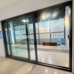 Portes coulissantes en verre aluminium modernes, patio <span class=keywords><strong>intérieur</strong></span>, <span class=keywords><strong>porte</strong></span> coulissante en verre transparent en aluminium, rétractable, invisible - Product Image 2