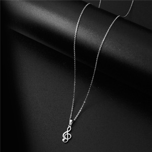 Collier avec pendentif Note <span class=keywords><strong>de</strong></span> musique pour homme et femme, pendentif avec symbole Musical, géométrique, cubot, cadeau, 100% en acier inoxydable - Product Image 4