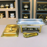 Ensemble de réchauds de buffet rectangulaires en acier inoxydable poli argent et or Lefeng Luxury avec chauffe-plats pour fêtes et hôtels