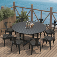 Table de salle à manger ronde d'extérieur en métal, résistante à l'eau et aux UV, ensemble de salon minimaliste pour patio, table de barbecue extérieure pour usage domestique