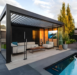 Taille personnalisable luxe aluminium rétractable électrique pliable pergola à toit en persiennes étanche extérieur Pergola pression nature - Product Image 4