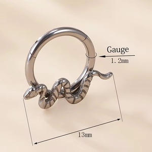 ต่างหูไทเทเนียมห่วงแบบบานพับ G23ห่วงใบเมเปิ้ล CZ paved tragus EAR EAR EAR pings Nose piercing เด็ก zircon - Product Image 2