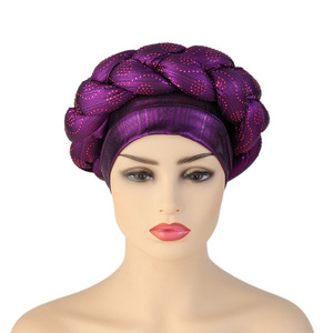 2022 nouvelle haute qualité tchèque perceuse épaisse tresses <span class=keywords><strong>femme</strong></span> beauté bande chapeau <span class=keywords><strong>africain</strong></span> tresses mousseline chapeau en Polyester-pour les musulmans - Product Image 2