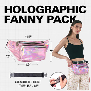 Bolsa de Cintura Personalizável em PVC Holográfico com Fecho de Zíper, Impermeável, Bolsa Transversal Moderna para Uso ao Ar Livre e Diário - Product Image 4