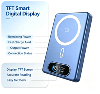 Nouvelle batterie externe magnétique semi-solide ultra-fine à charge rapide 22,5 W, 5000 mAh, 10000 mAh, écran couleur TFT, portable