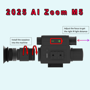 Săn Bắn Chiến Thuật Tầm Nhìn Ban Đêm Hồng Ngoại M5 Phạm Vi 5x Zoom Kỹ Thuật Số Bằng Một Mắt 400M Dài Phạm Vi Kính Thiên Văn Phù Hợp Cho 20Mm Cơ Sở - Product Image 4