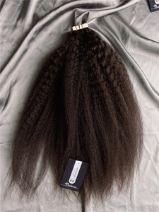 Extensions de cheveux humains bouclés crépus à bandes adhésives en kératine brune naturelle – Achetez maintenant - Product Image 6