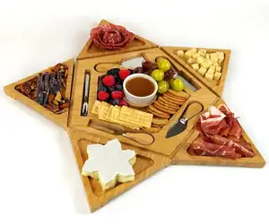 Small Star Shaped Charcuterie Board Set Bamboo Cheese Board and Knife Set Cheese Serving Tray