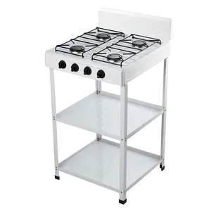 Factory Price Free Standing Camping Stove Home Outdoor Gas Cooker 4 Burners Gas Cooktops With Shelf