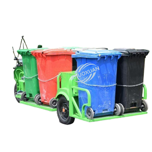 Triciclo Eléctrico de Saneamiento de Carrocería Abierta de 6 Cubetas con Parasol, Camión de Transferencia de Residuos de 1000W para Limpieza de Calles Comunitarias - Product Image 1