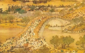 Papel tapiz de seda Northern Song Qingming Shanghetu <span class=keywords><strong>8D</strong></span>, Fondo de TV clásico, pintura de pared para Hotel, restaurante, vestíbulo, decoración de oficina - Product Image 5