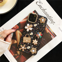 Coque de téléphone personnalisée de luxe avec fleurs et strass, paillettes pour femmes, vente en gros directe d'usine pour iPhone 16 Pro Max 15 14 13 12 17