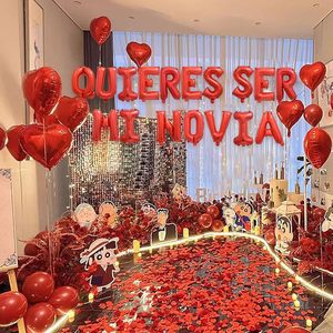 Globo de 16 Pulgadas Rojo con Letras 'QUIÉRRES SER MI NOVIA' de Mylar con Corazón, Decoración Romántica para Propuesta de Matrimonio o San Valentín - Product Image 4