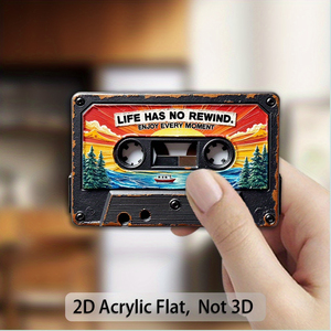 Imán para Refrigerador con Diseño <span class=keywords><strong>de</strong></span> Cinta Cassette Vintage, Inspirado en VHS, con la Frase "La Vida No Tiene Rebobinado", Acrílico <span class=keywords><strong>de</strong></span> Fuerte Adhesión - Product Image 4