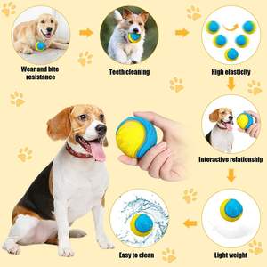 Toptan 9cm/6.5cm yıkılmaz köpek çiğnemek topu renkli TPR kauçuk gıcırtılı köpek tenis topu eğitim için - Product Image 3