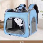 Transparent Mesh Pet <b>Backpack</b> Carrier Soft-Sided Zipper Closure Breathable Oxford Material Gray Color for <b>Cats</b> - Product Image 4