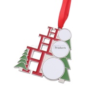 WF Meilleures ventes transfrontalières pour l'Europe et l'Amérique : Ornements de Noël vierges en alliage pour transfert thermique, DIY Noël