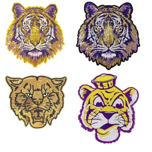 Bán Buôn <span class=keywords><strong>Tiger</strong></span> Head Lớn Sequin Sắt Thêu Các Bản Vá Lỗi Vàng Sáng Bóng <span class=keywords><strong>Tiger</strong></span> Head Đội Logo Thêu Phù Hiệu Cho Quần Áo - Product Image 2