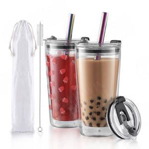 Top vendeur <span class=keywords><strong>Jura</strong></span> <span class=keywords><strong>le</strong></span> Loch verre bulle Smoothies été froid boire large bouche Boba café glacé gobelet tasses avec couvercle - Product Image 1